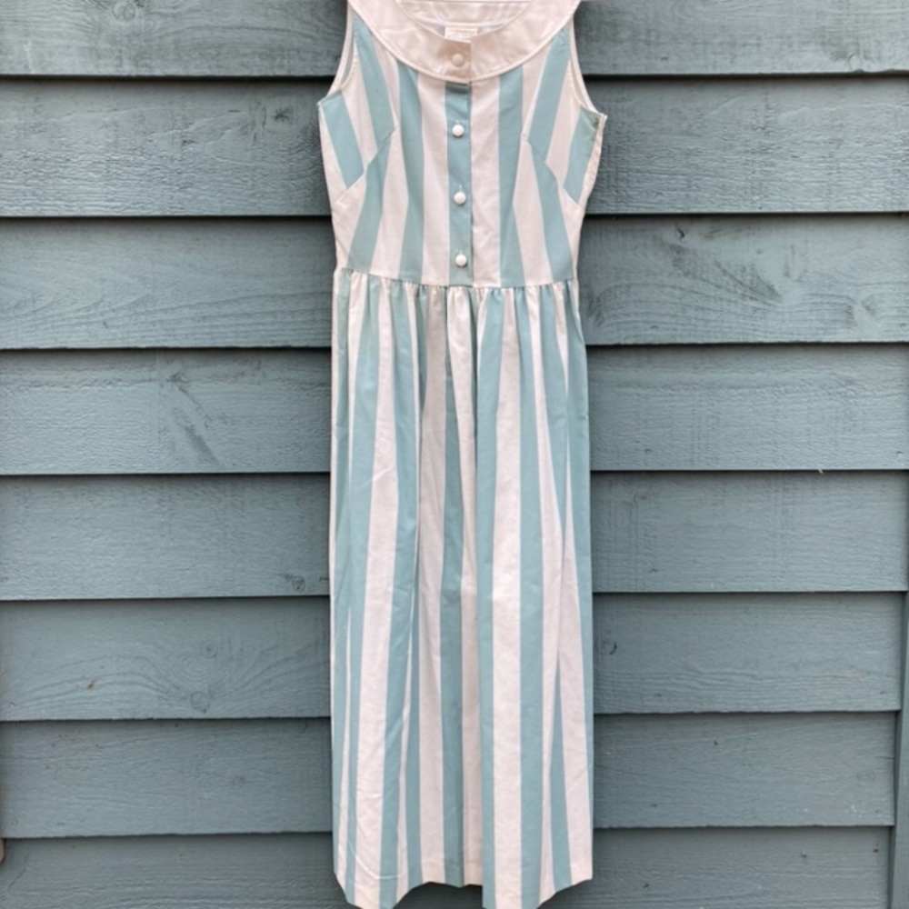 VINTAGE Laura Ashley Mother & Child Striped Tank Dress 4 - Picture 1 of 8